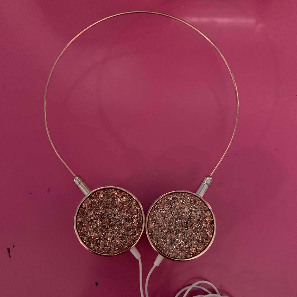 Crystal rose gold headphones